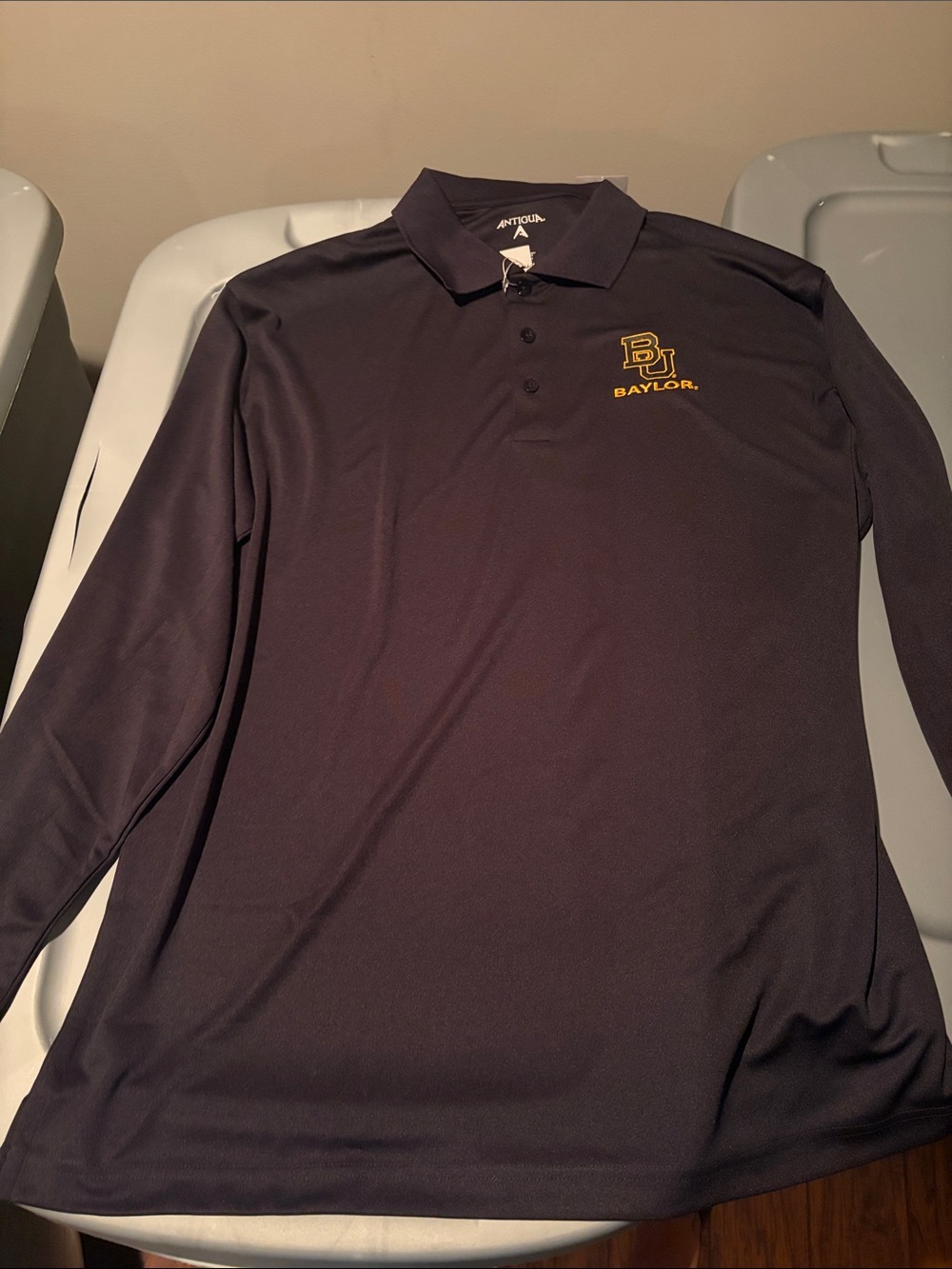 Baylor Long Sleeve Polo - Black/Gold